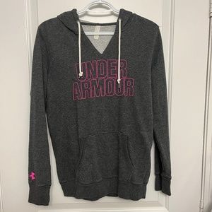 Under Armour Dark Grey Logo V-Neck Hoodie